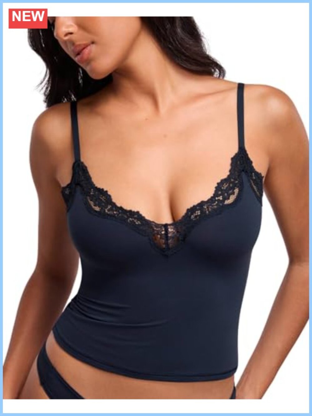 Lace V Neck Camisole Sleeveless Slim Fit Adjustable Straps